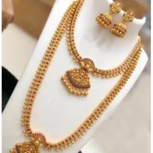 Gold Plated Rani Har Combo Jewellery Set with Jhumki Earrings for Women